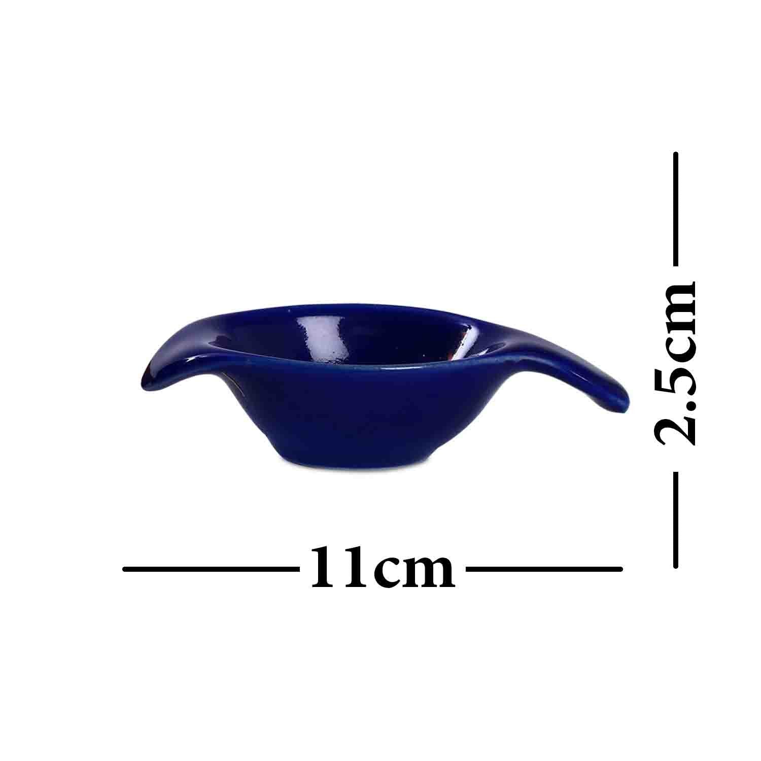 Caffeine Ceramic Stoneware Handmade Blue Glossy Diva Dip and Sauce (Set of 6, 40 ml) - Caffeine Premium Stoneware