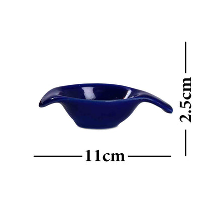 Caffeine Ceramic Stoneware Handmade Blue Glossy Diva Dip and Sauce (Set of 6, 40 ml) - Caffeine Premium Stoneware