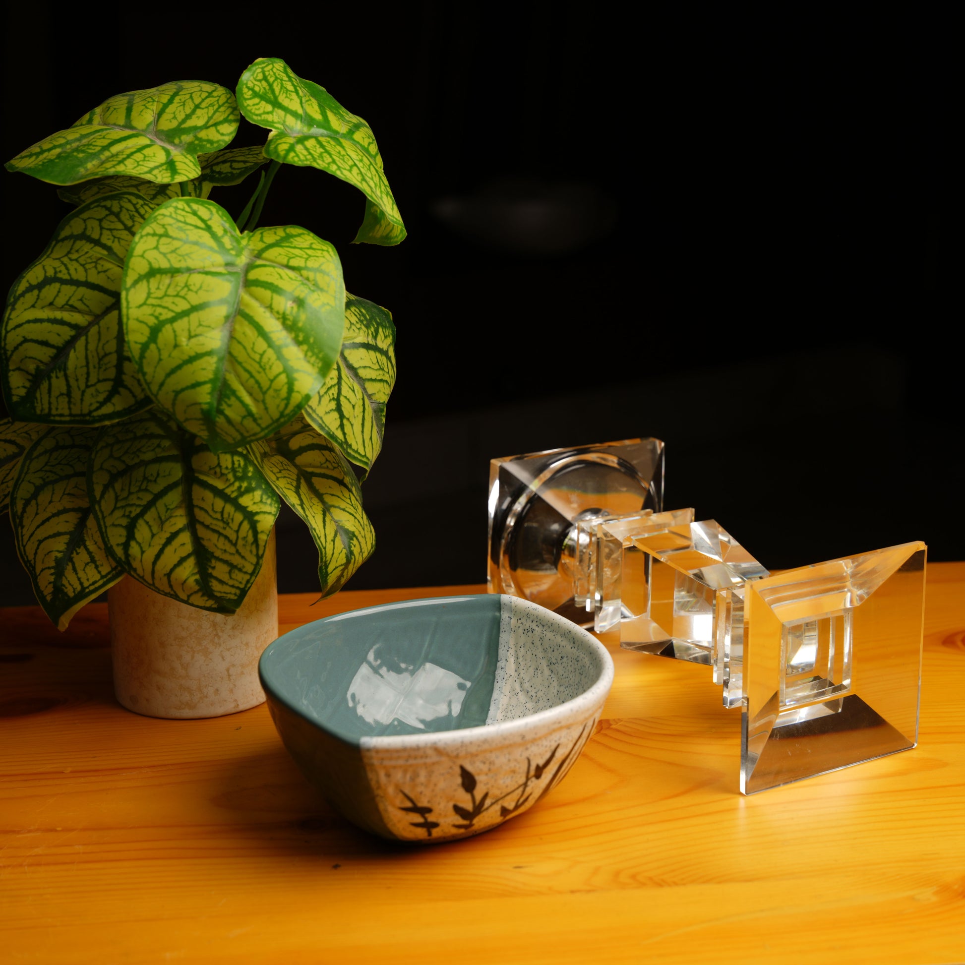 Caffeine Ceramic Handmade White Bamboo Serving Bowl (Set of 3) - Caffeine Premium Stoneware