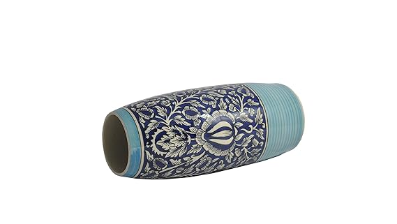 Caffeine Ceramic Handmade Elite Blue Mughal Vase (1 Pc)