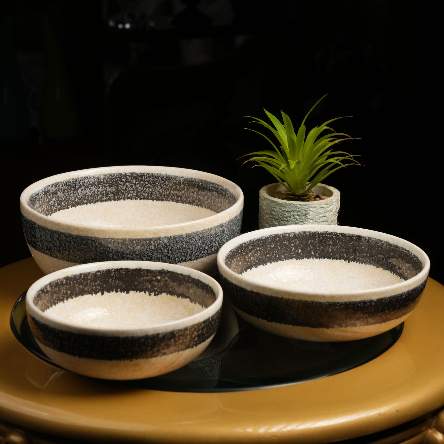 Caffeine Ceramic Handmade Cream Patta Serving Bowl (Set of 3) - Caffeine Premium Stoneware