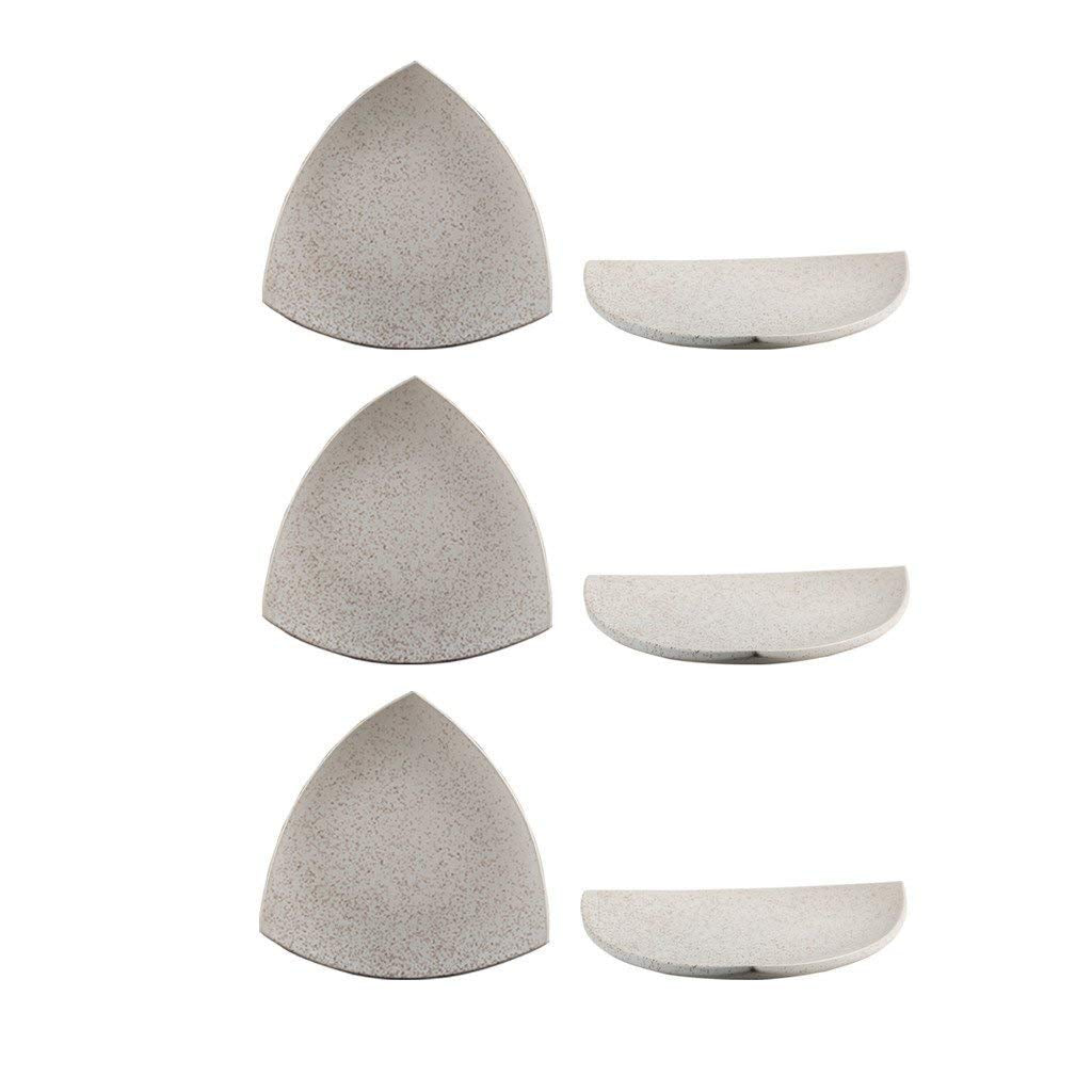 Caffeine Ceramic Handmade Cream Matte Triangle Plate (Set of 6)