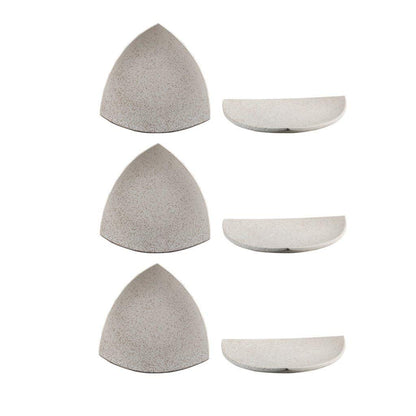 Caffeine Ceramic Handmade Cream Matte Triangle Plate (Set of 6)