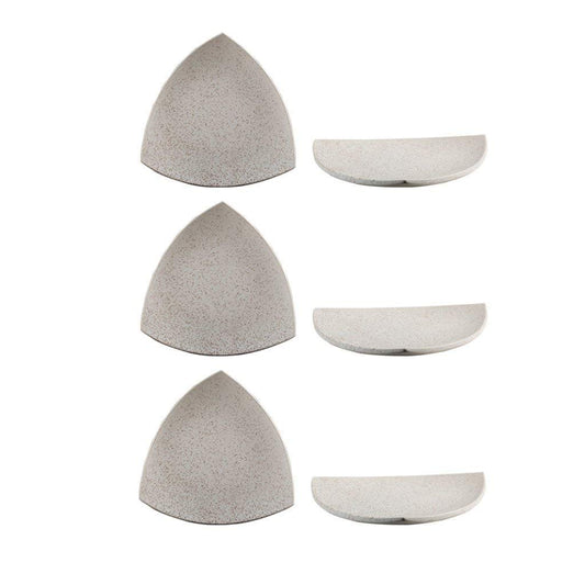 Caffeine Ceramic Handmade Cream Matte Triangle Plate (Set of 6)