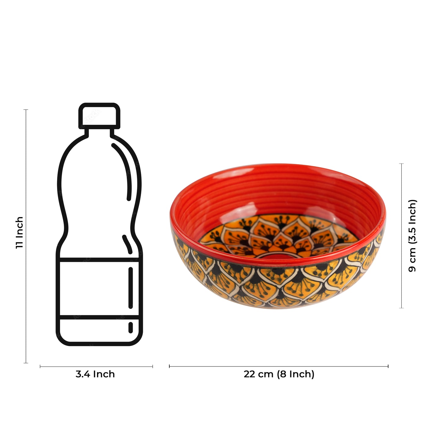 Caffeine Ceramic Handmade Orange Morocco Serving Bowl (Set of 3) - Caffeine Premium Stoneware