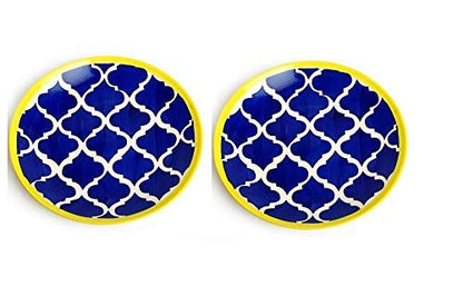 Caffeine Ceramic Handmade Blue Umrao Combo Dinner set (set of -6)