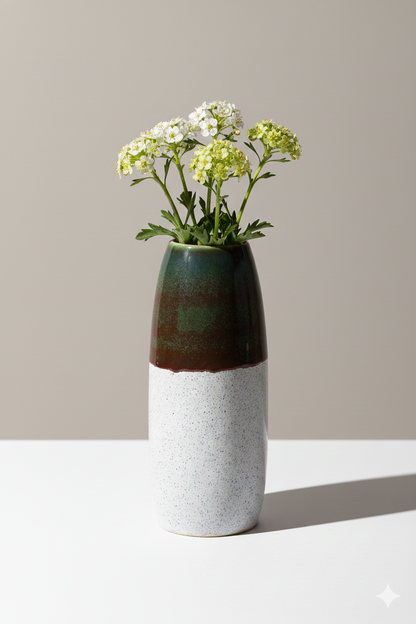 Vase with flowers on a neutral background