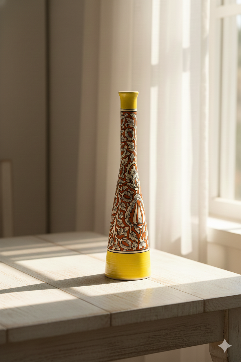 Handmade_Red_Yellow_Vase - Caffeine Premium Ceramic
