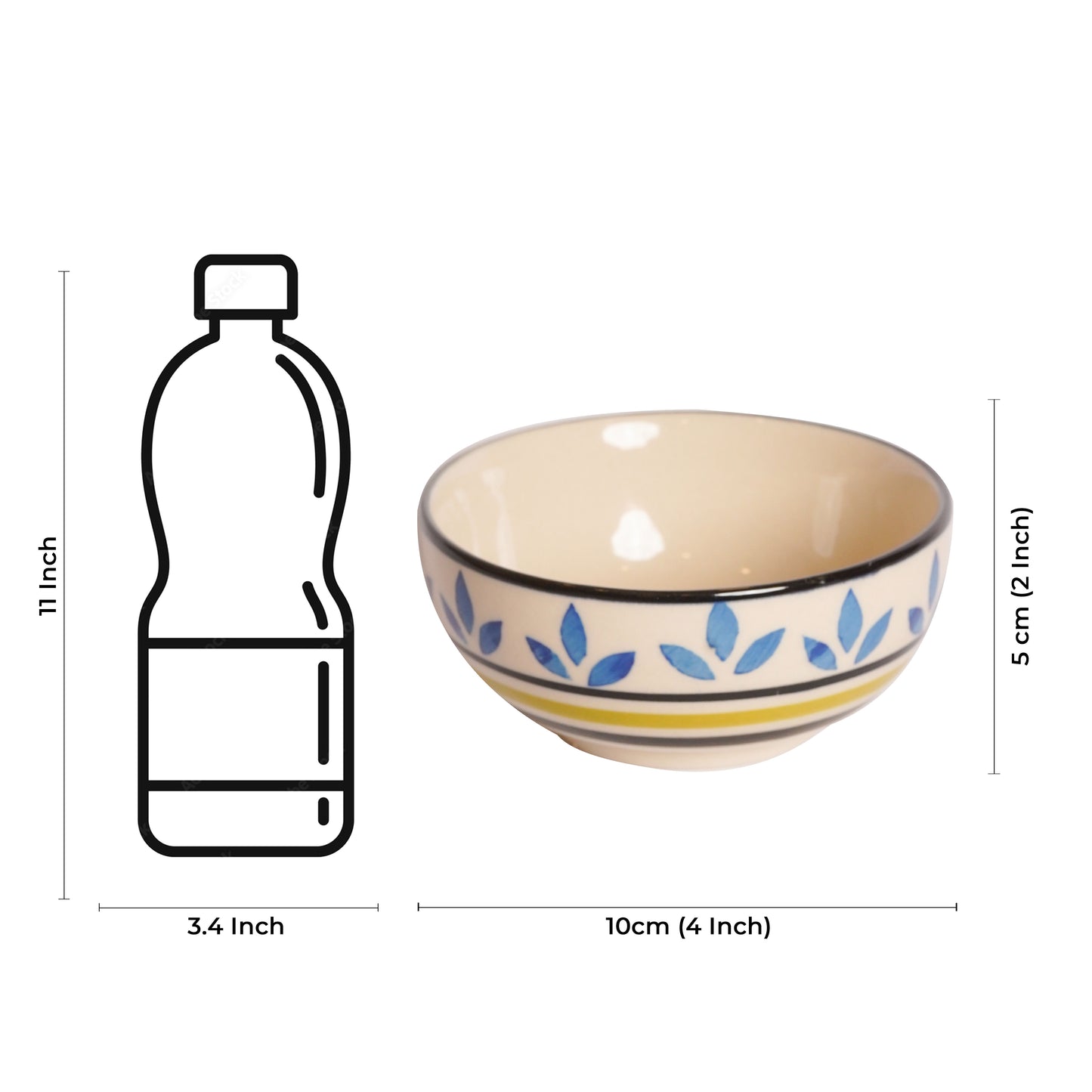 Caffeine Ceramic Handmade Blue asmiya katori Bowl (Set of 6) - Caffeine Premium Stoneware