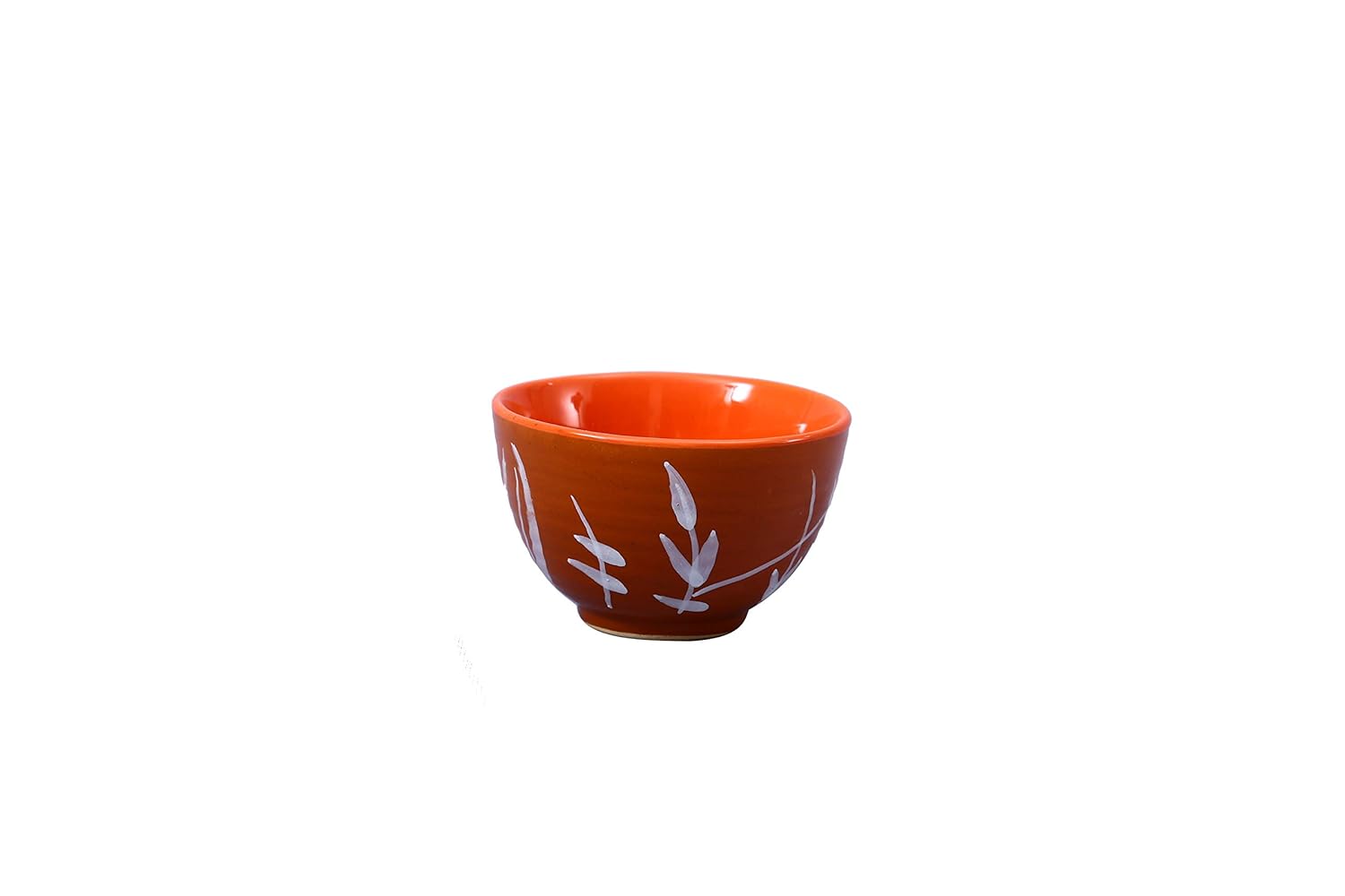 Caffeine Ceramic Handmade Orange Bamboo Dessert Bowls – (Set of 2, 150 ml) - Caffeine Premium Stoneware