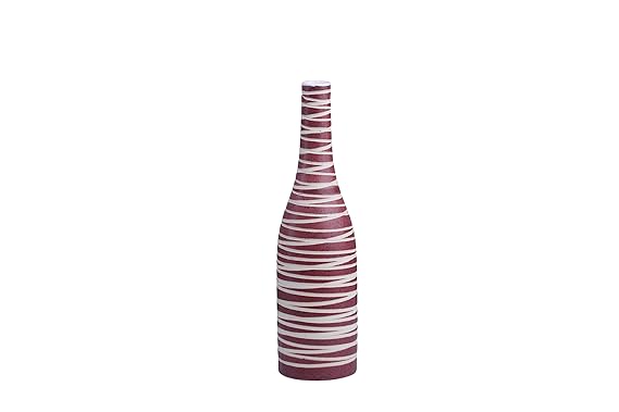 Caffeine handmade ceramic vase in pink and white stripe pattern, designed for decorative purposes in bedrooms, hallways, and living spaces.