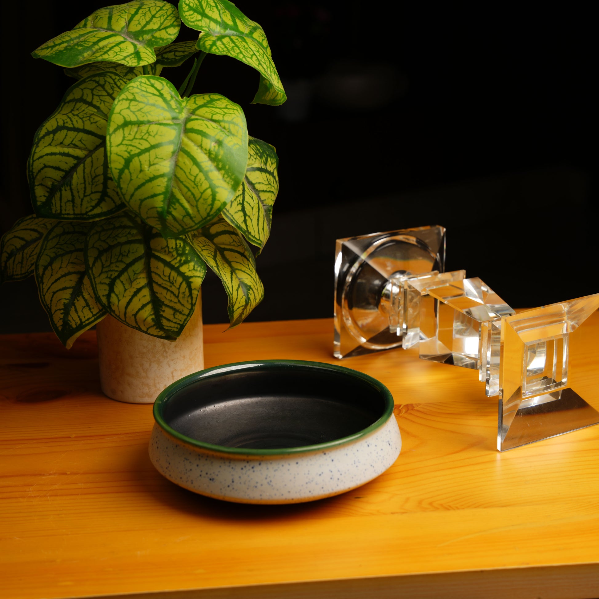 Caffeine Ceramic Handmade White & Black Studio Serving Bowl (Set of 3) - Caffeine Premium Stoneware