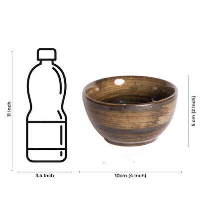 Caffeine Ceramic Handmade Wooden Metallic katori Bowl (Set of 4) - Caffeine Premium Stoneware