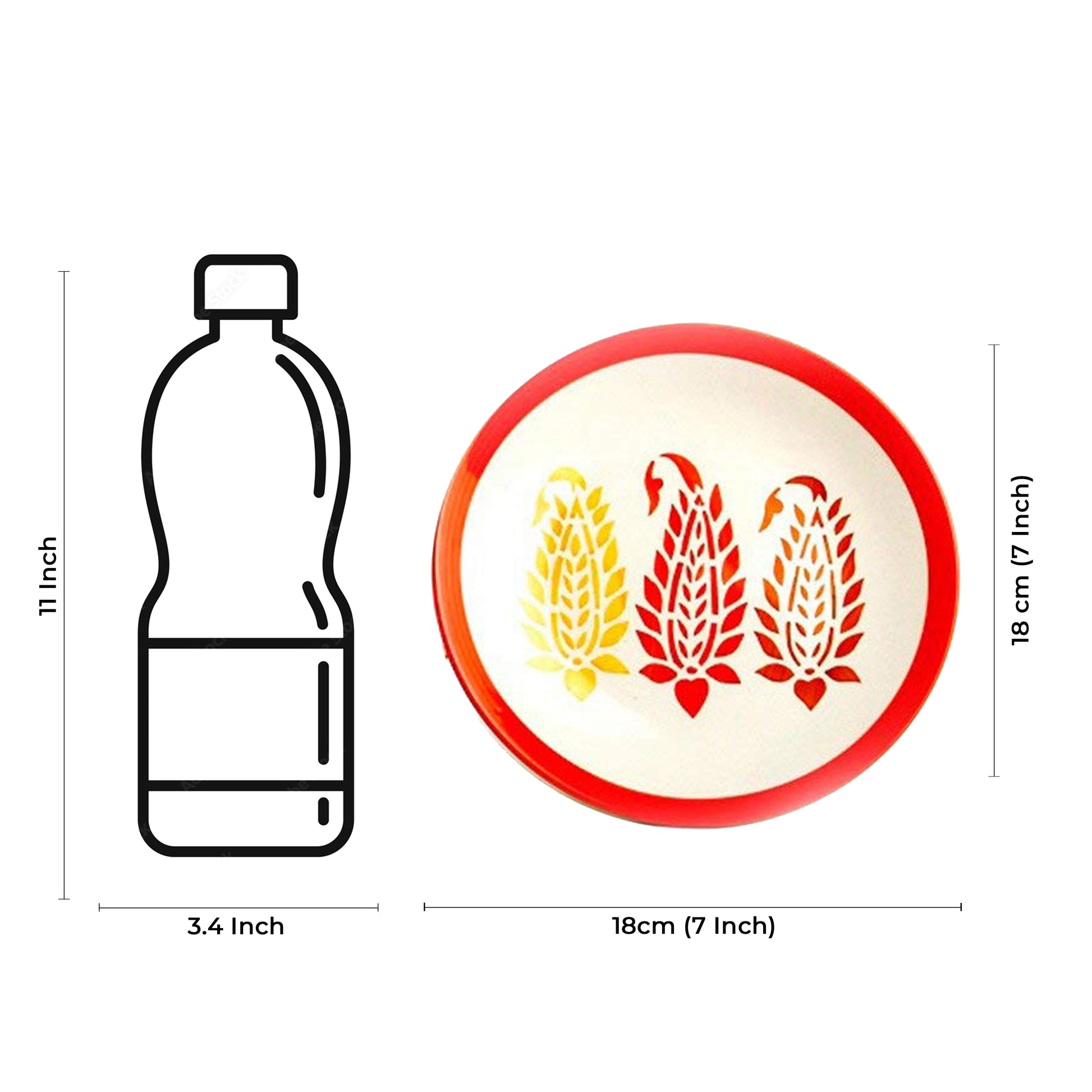 Caffeine Ceramic Handmade Stoneware Red Boota Quarter Plate 7” (Set of 6) - Caffeine Premium Stoneware