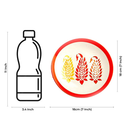 Caffeine Ceramic Handmade Stoneware Red Boota Quarter Plate 7” (Set of 6) - Caffeine Premium Stoneware