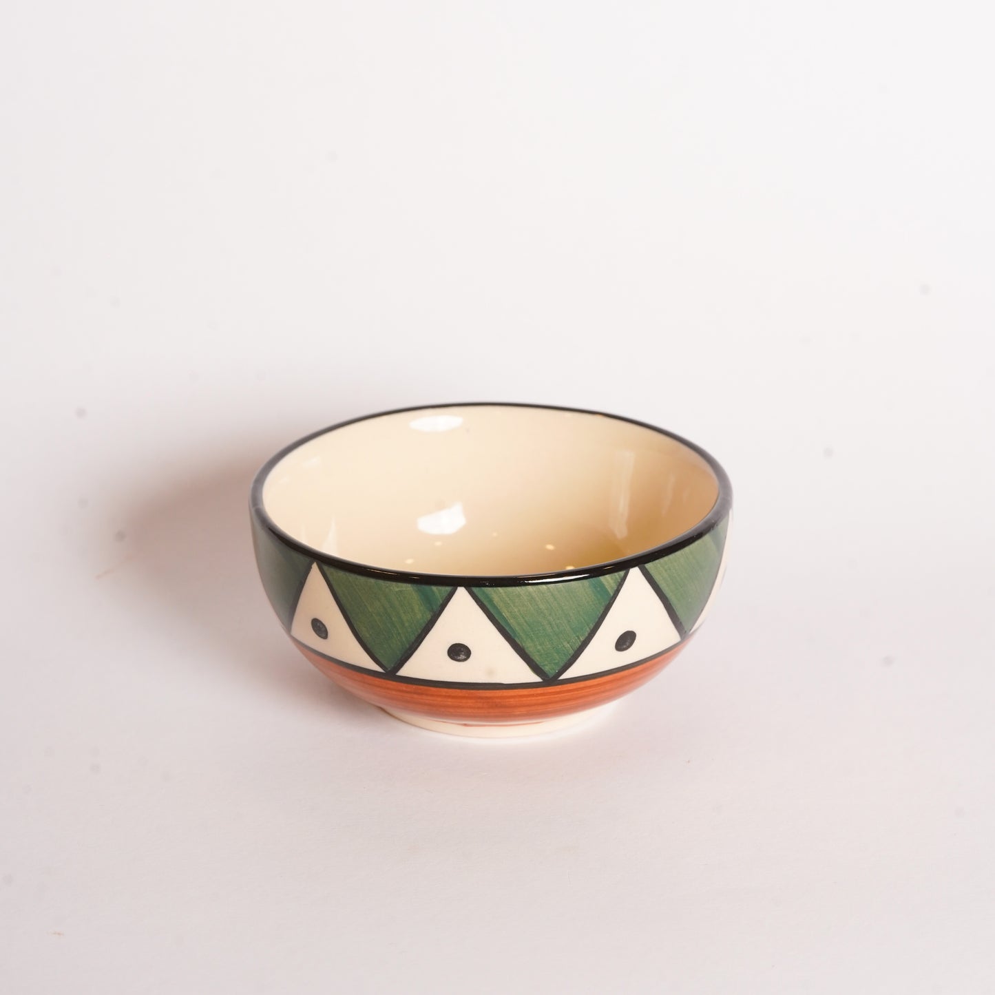 Caffeine Ceramic Handmade Green Tribal Katori Bowl (Set of 2) - Caffeine Premium Stoneware