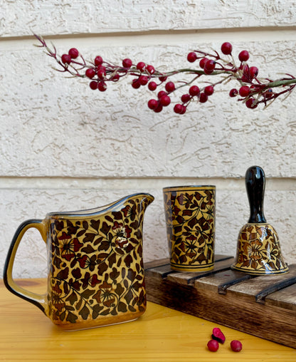Caffeine Ceramic Handmade Stoneware Brown Sehra Milk and Water Jug (Set of 1, 700 ml)