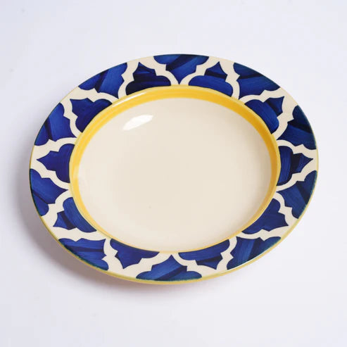 Caffeine Ceramic Handmade Stoneware Blue Umrao 7 inch Soup Plate (Set of 6 )