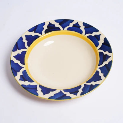 Caffeine Ceramic Handmade Stoneware Blue Umrao 7 inch Soup Plate (Set of 6 )