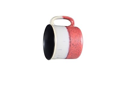 Caffeine Ceramic Handmade Matte White and Coral Peach Maggie Mug (Set of 2) - Caffeine Premium Stoneware