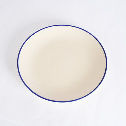 Caffeine Ceramic Handmade White Marble & Blue Patti Dinner Plates set of 4 - Caffeine Premium Stoneware