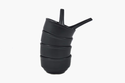 Caffeine Ceramic Handmade Black Matte Dinner Set (19 pcs)