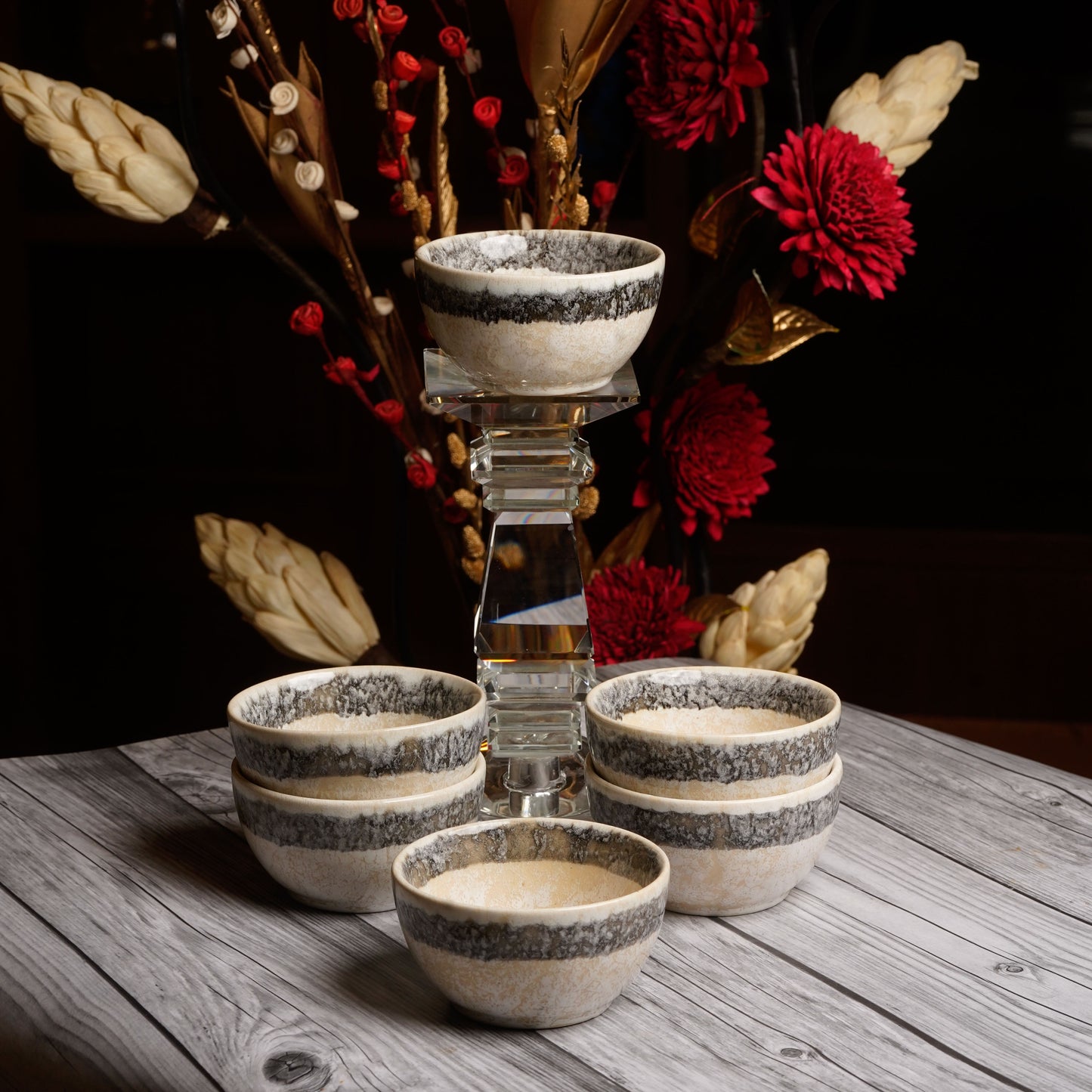 Caffeine Ceramic Handmade Cream Patta katori Bowl (Set of 6) - Caffeine Premium Stoneware
