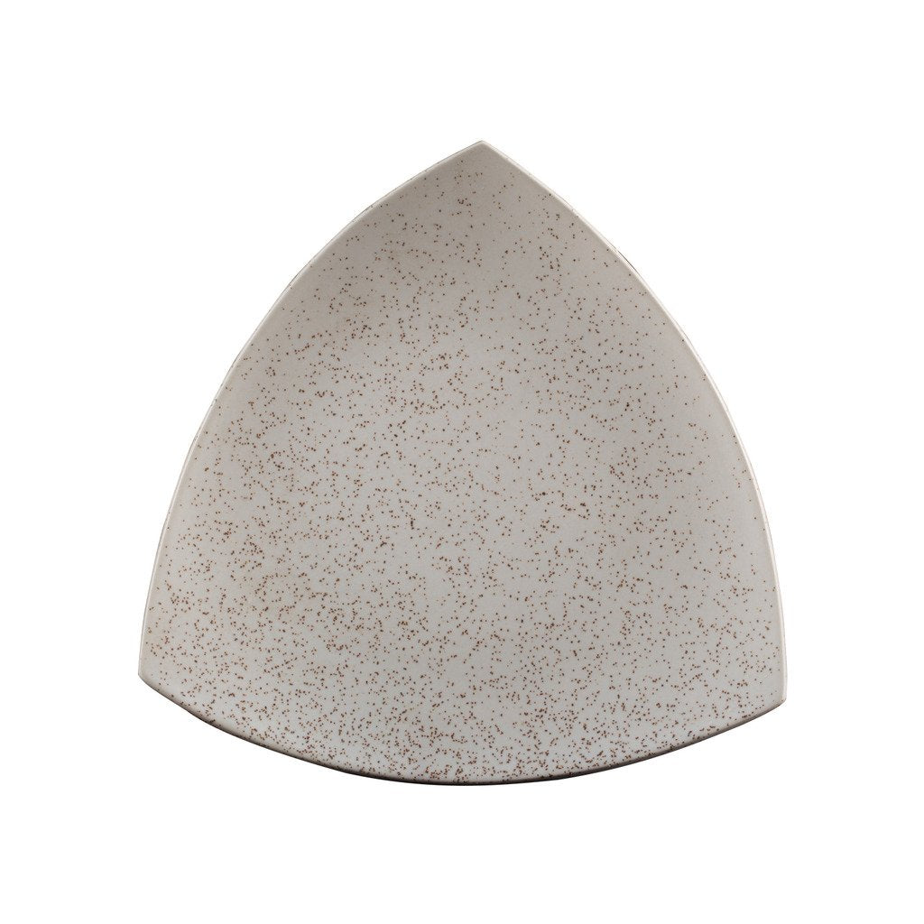 Caffeine Ceramic Handmade Cream Matte Triangle Plate (Set of 6)