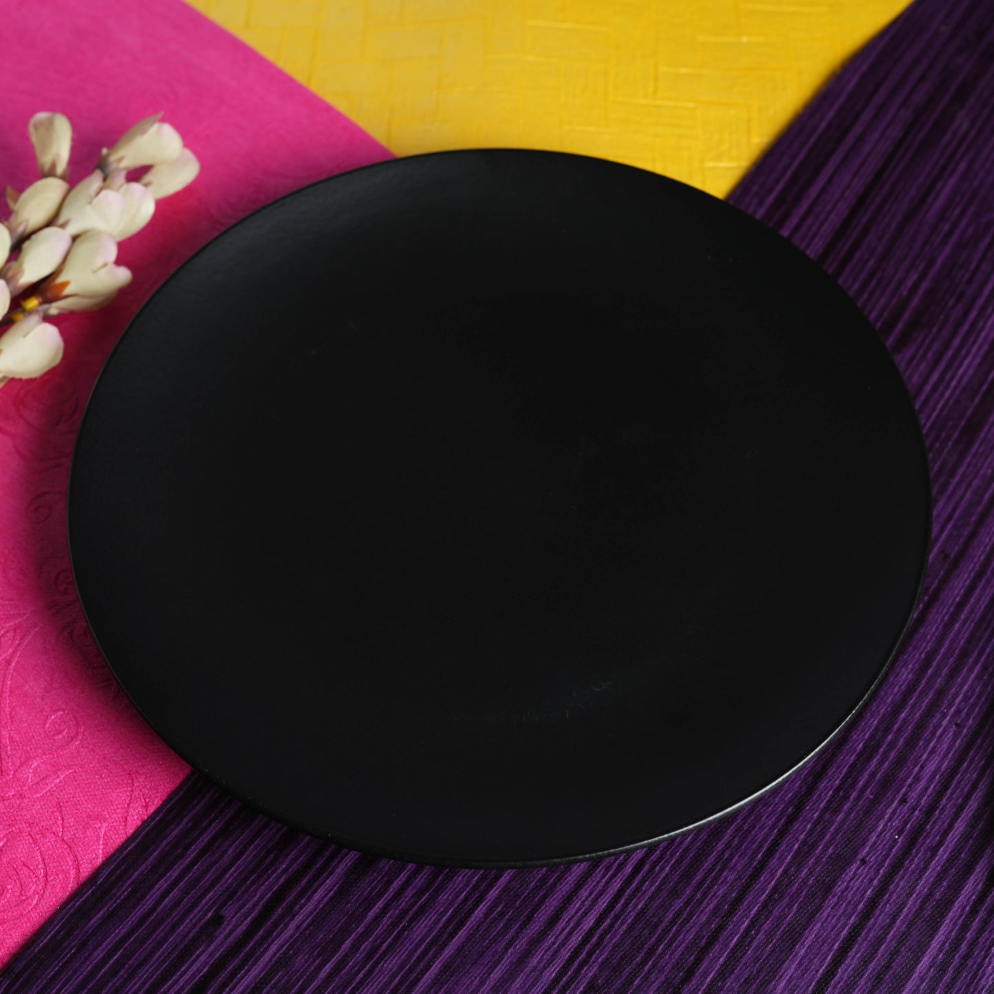 Caffeine Ceramic Handmade Stoneware Black Matte Dinner Plates10 inch Set of 2 - Caffeine Premium Stoneware