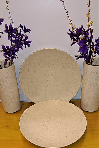 Caffeine Ceramic Handmade White Matte Dinner Set (Set of 8)