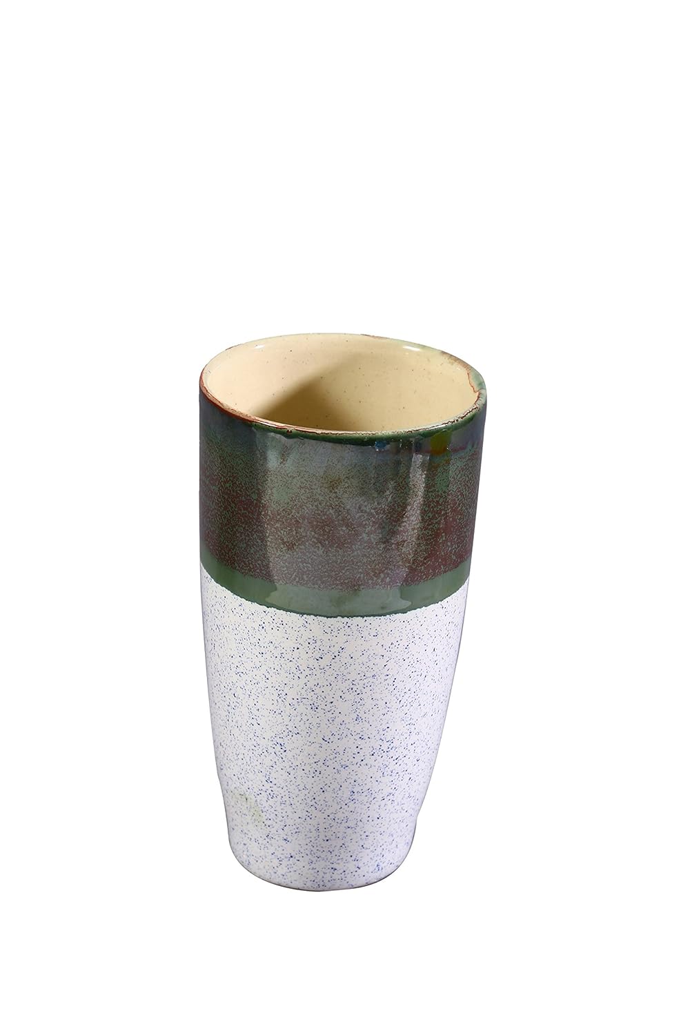 White & green ceramic narrow bottom flower vase for modern minimalist home decor