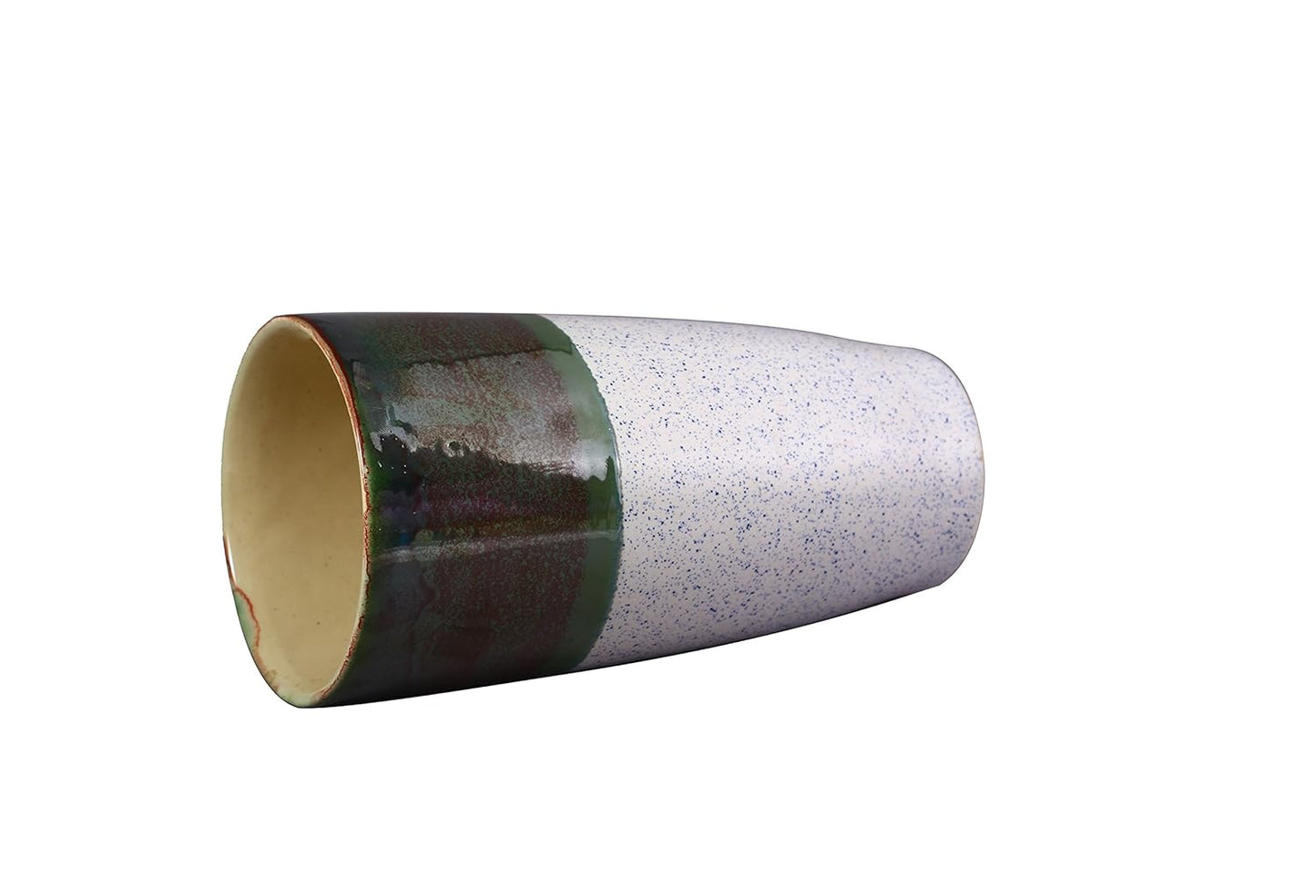 Decorative ceramic studio vase in white & green for modern home styling and interiors