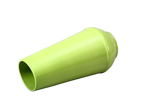 Decorative green ceramic cylinder vase, handmade, adds charm to living or office space.