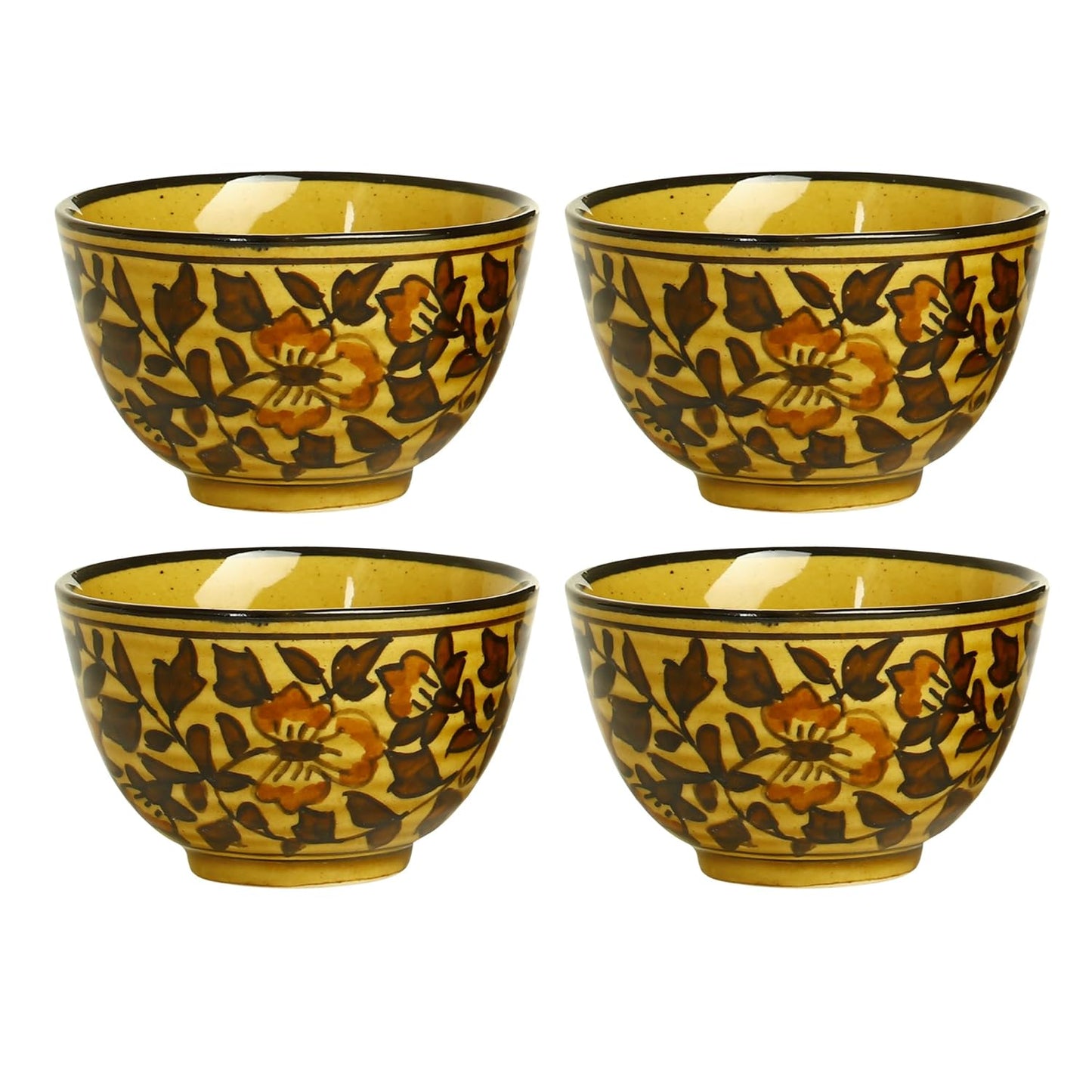 Caffeine Ceramic Handmade Brown sehra Dessert Bowl (Set of 4, 150 ml) - Caffeine Premium Stoneware