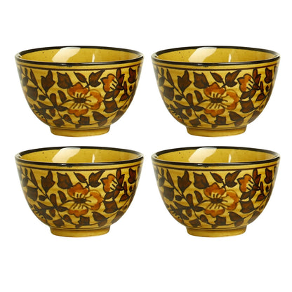 Caffeine Ceramic Handmade Brown sehra Dessert Bowl (Set of 4, 150 ml) - Caffeine Premium Stoneware