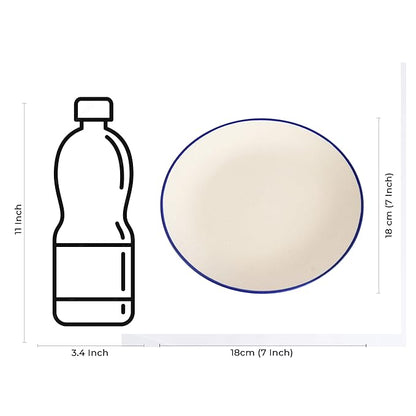 Ceramic Handmade Stoneware White matte blue patti Quarter plate 7”