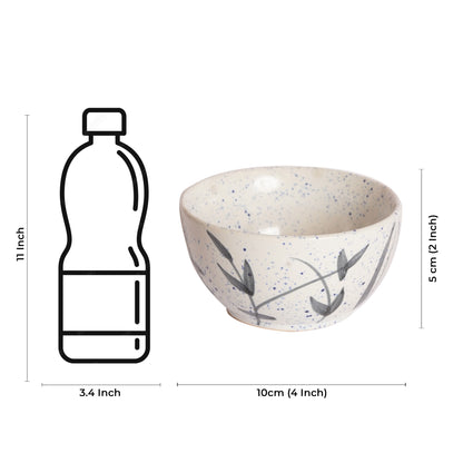 Caffeine Ceramic Handmade White Bamboo katori Bowl (Set of 4, 200 ml) - Caffeine Premium Stoneware