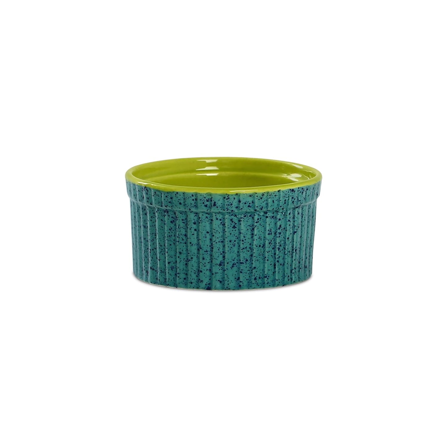 Caffeine Ceramic Handmade Glossy Turquoise Green Ramekin bowl (Set of 2, 150) - Caffeine Premium Stoneware