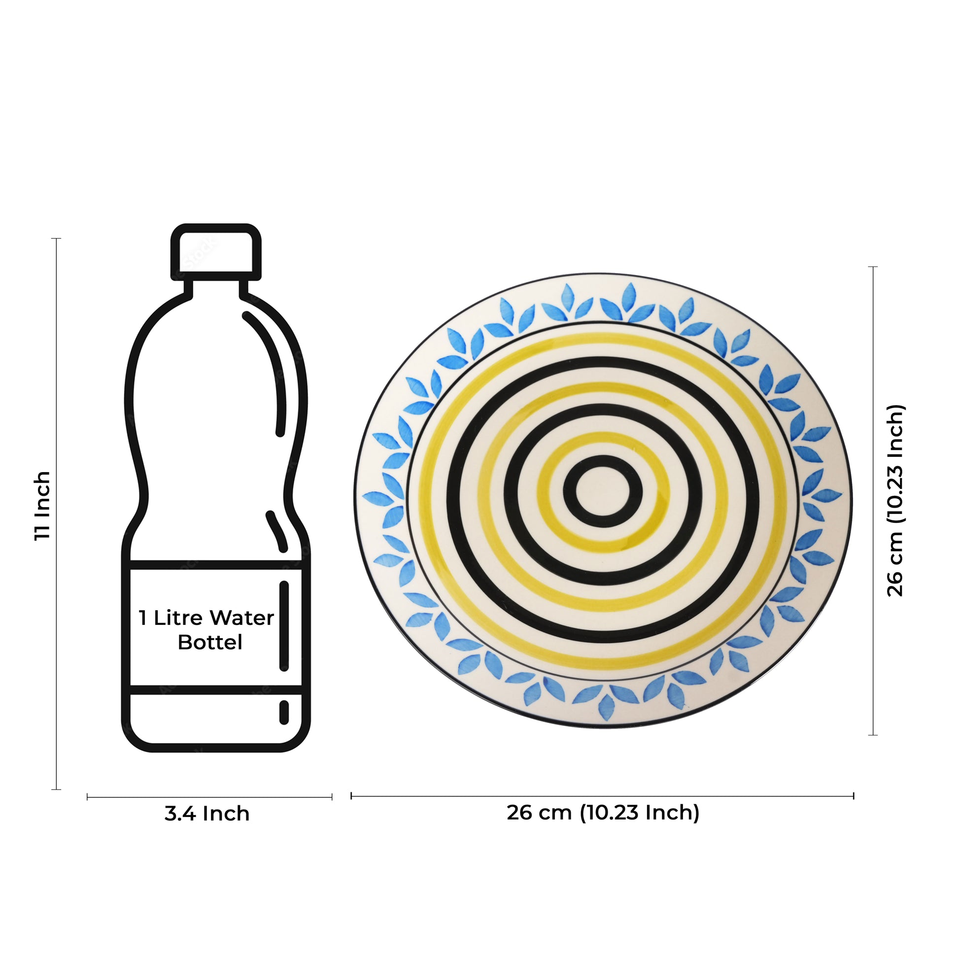 Caffeine Ceramic Handmade Stoneware Blue Asmiya Dinner Plate set of 4 - Caffeine Premium Stoneware