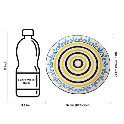 Caffeine Ceramic Handmade Stoneware Blue Asmiya Dinner Plate set of 4 - Caffeine Premium Stoneware