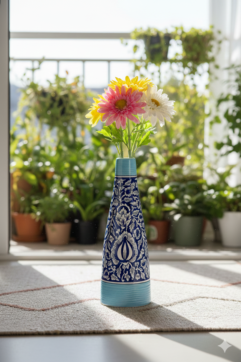 Mughal_Print_Ceramic_Vase - Caffeine Premium Ceramic