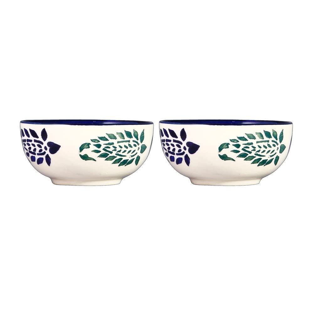 Caffeine Ceramic Handmade Blue Boota Combo Dinner set (8 pcs.)