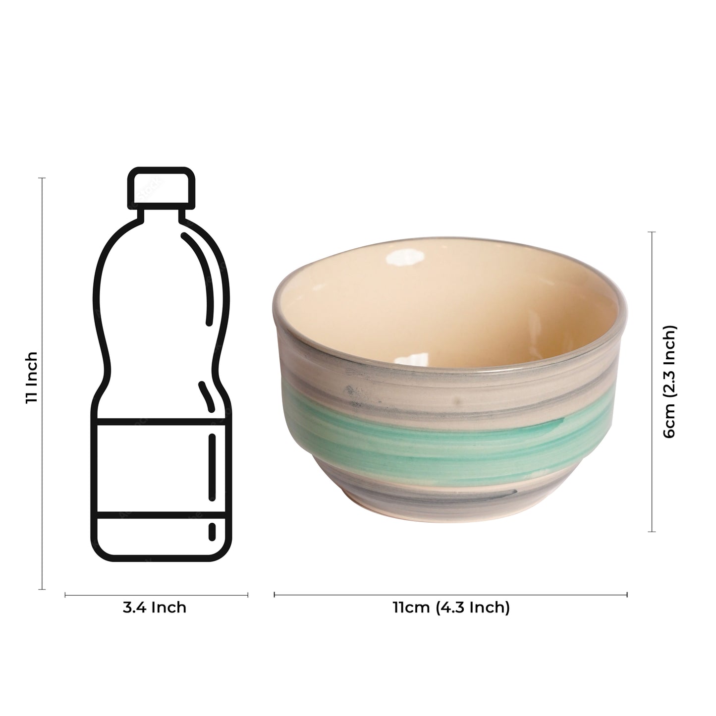 Caffeine Ceramic Handmade Sea Green Studio katori Bowl (Set of 2) - Caffeine Premium Stoneware