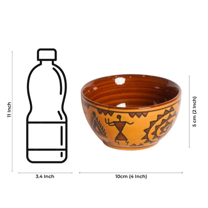 Caffeine Ceramic Handmade Brown Mustard Romani Katori Bowls (Set of 6) - Caffeine Premium Stoneware