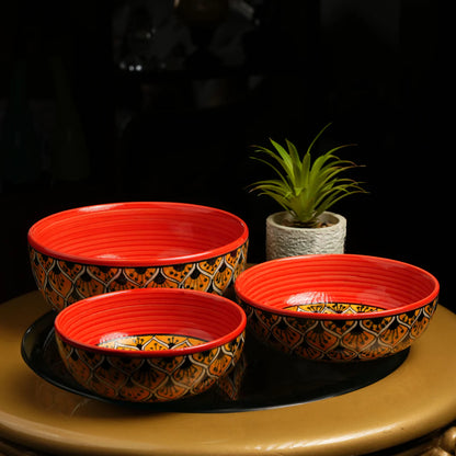 Caffeine Ceramic Handmade Orange Morocco Combo Dinner Set (10 pcs.)