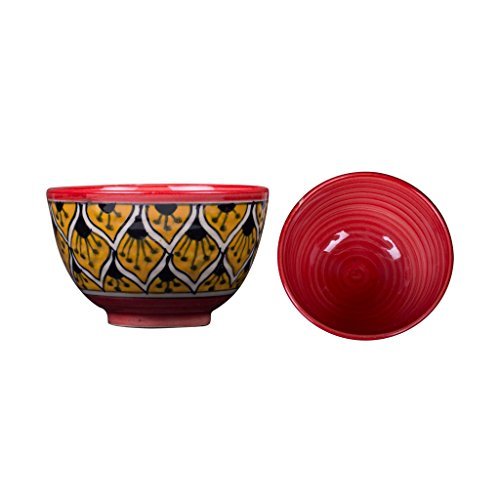 Caffeine Ceramic Handmade Orange Morocco Dessert Bowl (Set of 2, 150 ml) - Caffeine Premium Stoneware