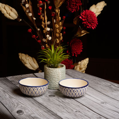 Caffeine Ceramic Handmade Blue Spider Design katori Bowl ( Set of 2) - Caffeine Premium Stoneware