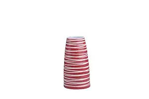 Modern handmade ceramic flower vase in pink and white rim, decorative accent for bedroom, office desk, or living room