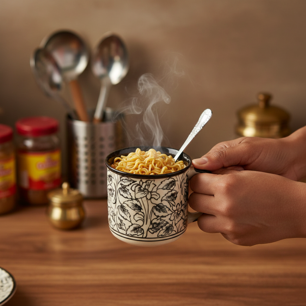 Caffeine Ceramic Handmade Black Perru Maggie Mug (Set of 6)