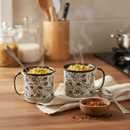 Caffeine Ceramic Handmade Black Perru Maggie Mug (Set of 6)